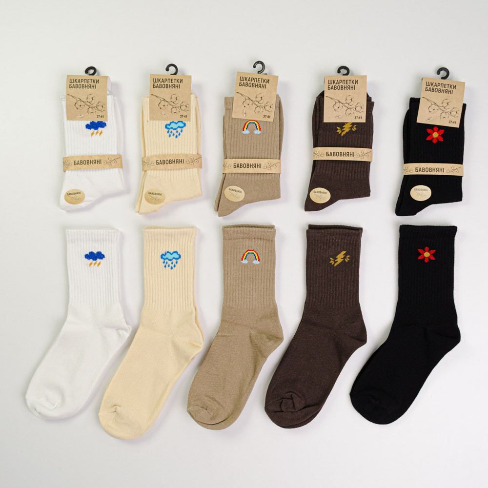 Набор носков хлопковых женских 10 пар Youstar 105 Средние 37-41 Разные цвета Сумы - изображение 1