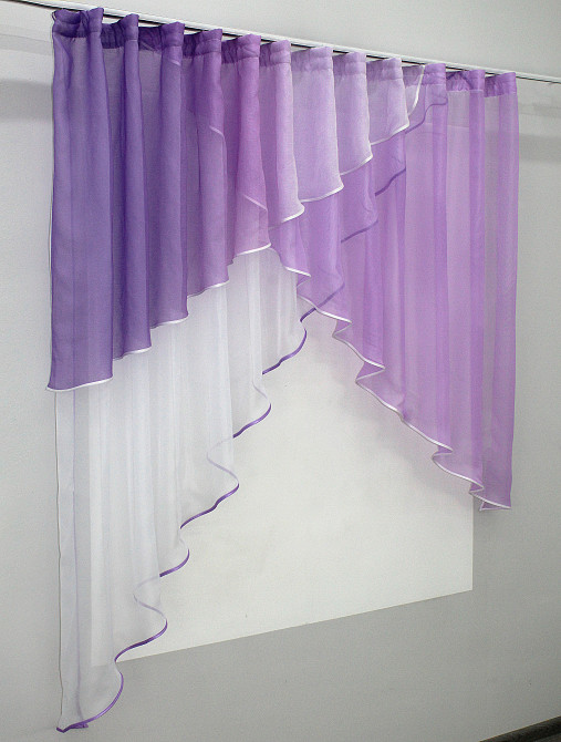 Кухонная занавесь (290х170см) цвет сиреневый с белым 00к 59-334 Киев - изображение 2