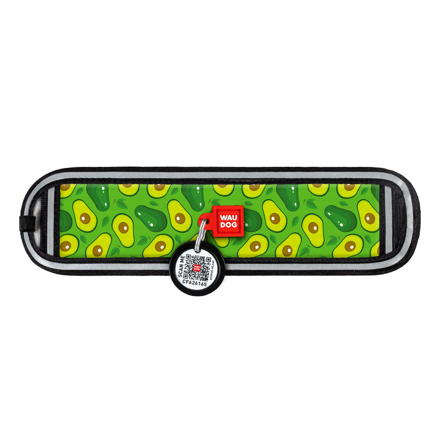 Ергономічна накладка на нашийник WAUDOG Nylon з QR-паспортом, малюнок "Авокадо" (розмір XS, для Коломыя - изображение 2