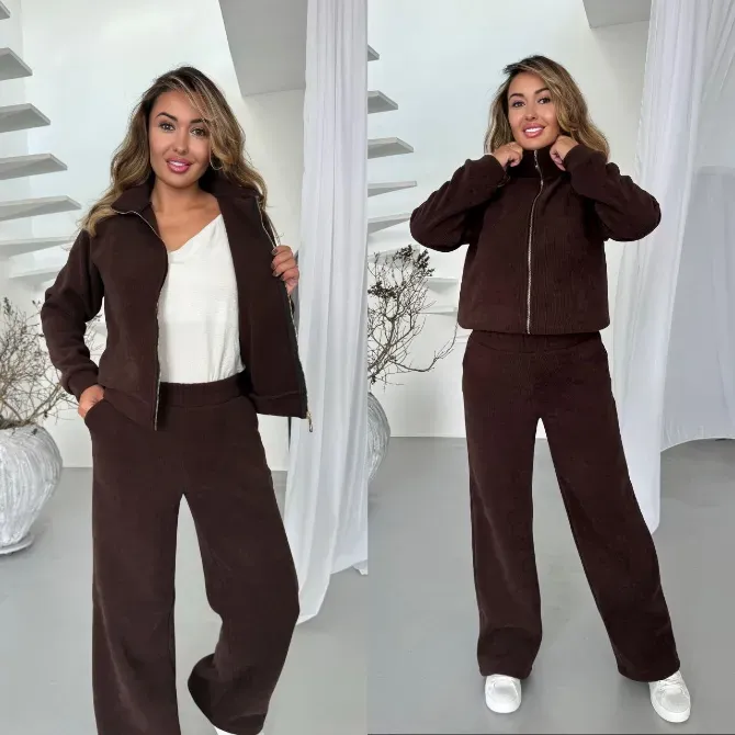 Жіночий теплий вельветовий костюм на флісі Одеса - фото 18