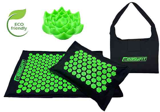 EasyFit Масажний килимок EasyFit AcuRelax з голками (аплікатор Кузнєцова) чорно-зелений Коломыя