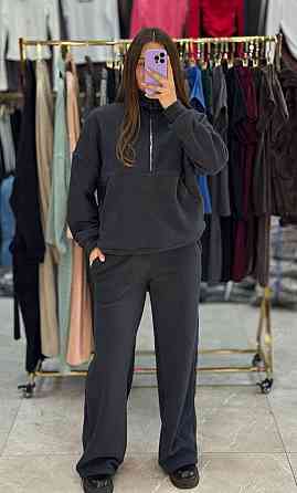 Жіночий теплий прогулянковий костюм вільного крою турецький фліс Графіт, 42/44 Одеса