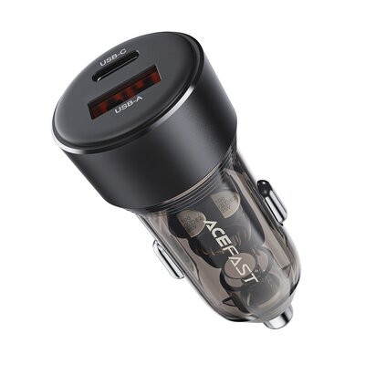 Автомобільний зарядний пристрій ACEFAST B12 60W (USB-A+USB-C) dual-port car charger Black (6974316282914) Київ - фото 1