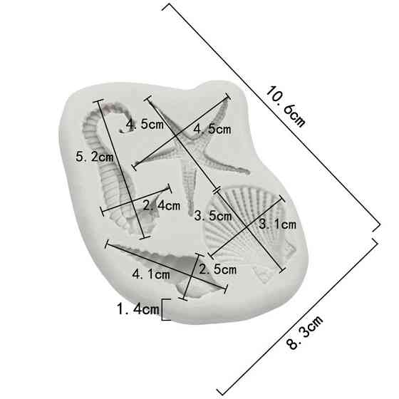 Молд силиконовый Ракушки 106 на 83 мм серый Киев