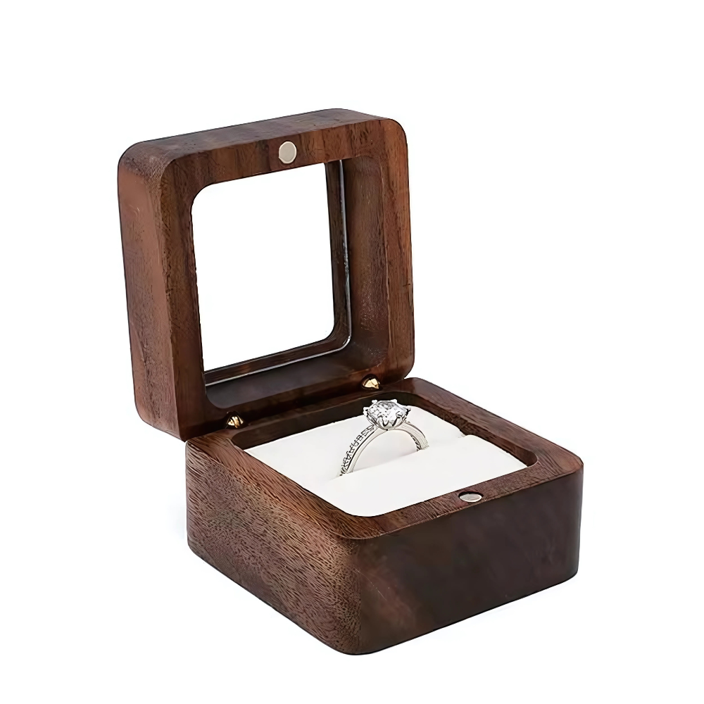 Коробочка для колец деревянная,коробка ювелирная свадебная, футляр обручальных колец для свадьбы или предложения,прозрачная крышка Каменец-Подольский - изображение 1