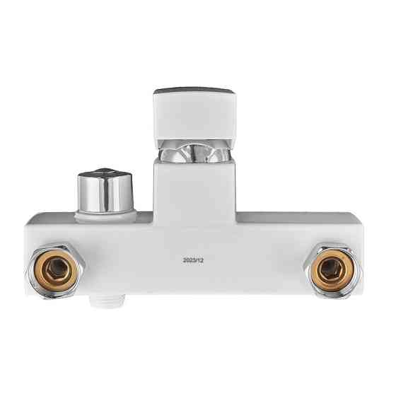 Смеситель для ванны PLAMIX KUBUS-009 EURO SET WHITE с душевым шлангом, лейкой и кронштейном (PM0752) Харьков