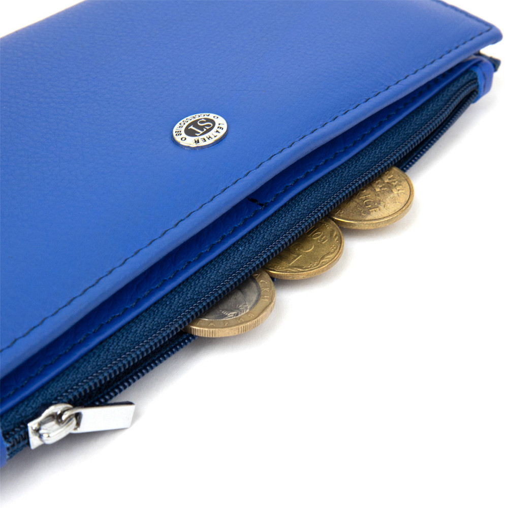 Практичний шкіряний гаманець ST Leather 19379 Блакитний Київ - фото 7