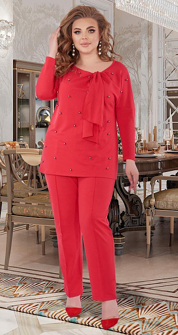 Комфортный костюм с жемчугом большого размера (50) Киев - изображение 2