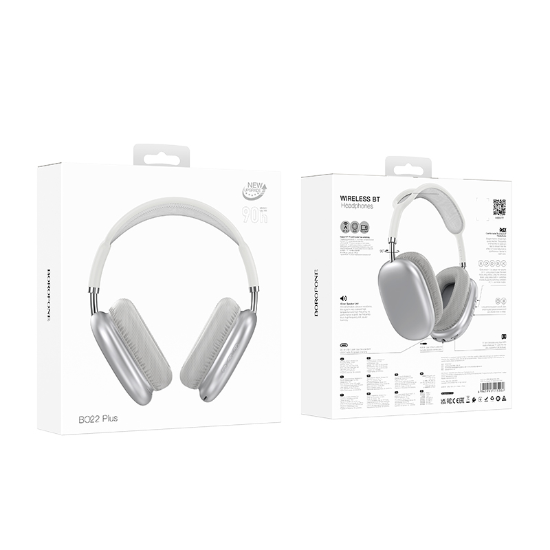 Бездротові накладні навушники BOROFONE BO22 Plus Elegant BT headphones Silver Київ - фото 4