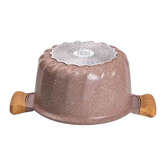 Алюмінієва каструля об'ємом 5 літрів з кришкою Ø 24 см, мармурове антипригарне покриття, кавовий MGC HP-4-433CO Коломия