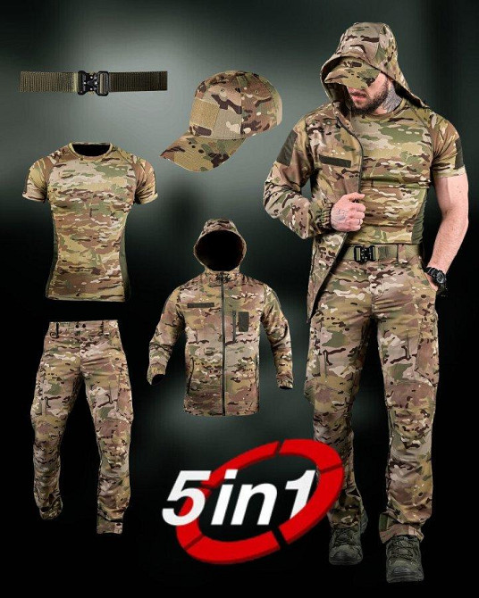 Летний эластичный тактический костюм hunger  5в1 мультикам ДЛ7083 Одесса - изображение 2