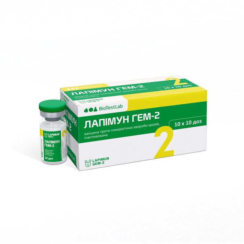 Вакцина Лапімун гем-2 (1 фл х 10 доз) проти дозгеморагічної хвороби кролів (інактивована), Біотестлаб Вінниця - фото 1