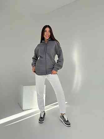 Жіноча тепла флісова кофта на змійці щільний двосторонній фліс Графіт, 42/44 Одеса