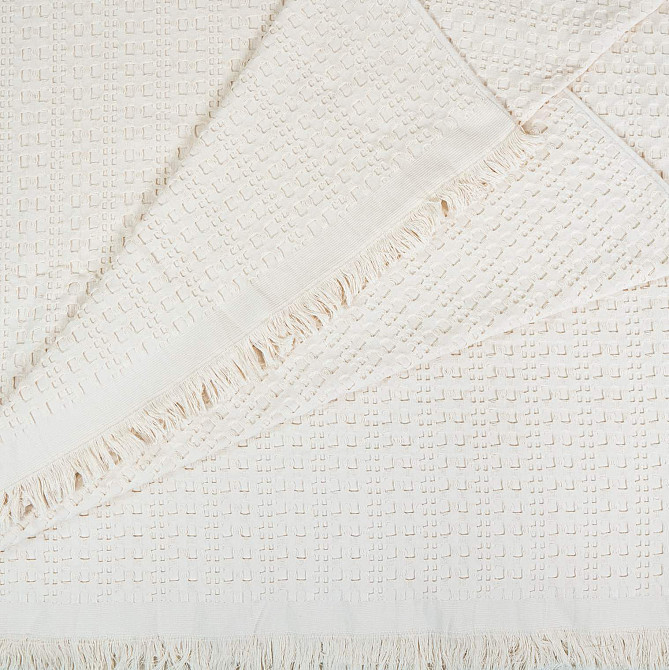 Простирадло-покривало вафельне жакардове преміум якості YouStar 200х240см 320г/м2 (Бежевий) Суми - фото 3