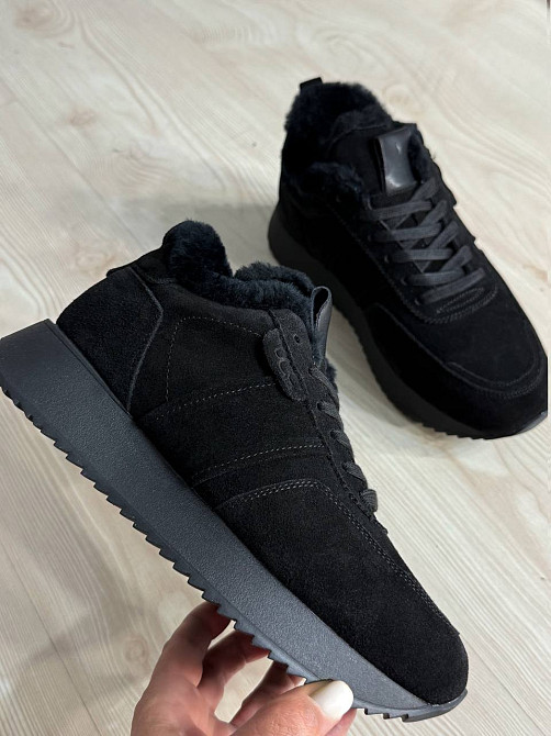 Кроссовки женские Hengji U-1 натуральная замша утепленные мехом черные, 40, 25 см Киев - изображение 4