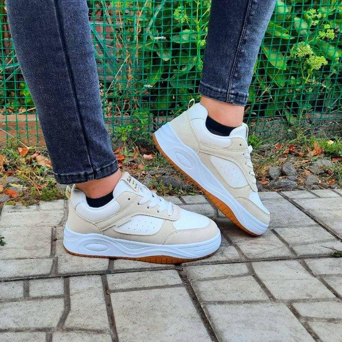 Женские Бежевые Кроссовки Белые Слипоны Мокасины (размеры: 37,38,39,40) Днепр - изображение 4