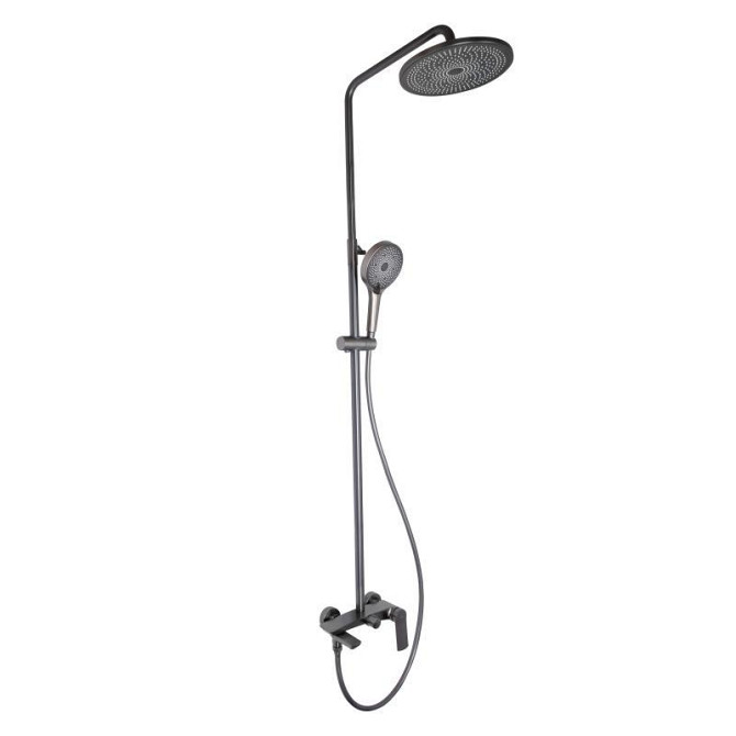 Душевая система из латуни Qtap Slavonice на три потребителя (с изливом) QTSLA111GMB45910 Gunmetal Black Харьков - изображение 1