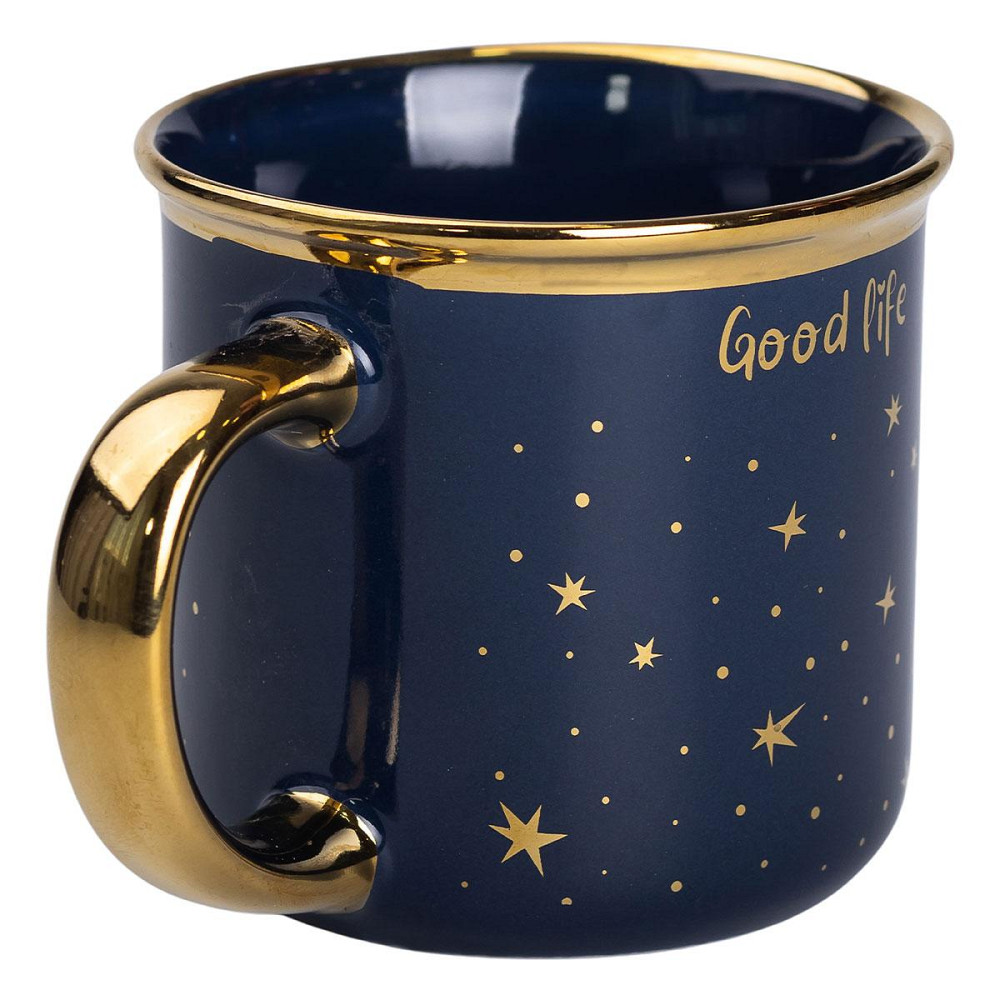 Чашка фарфоровая с золотым ободком и позолоченной ручкой 320 (мл) Good life Синяя RX-N231506BL Киев - изображение 2