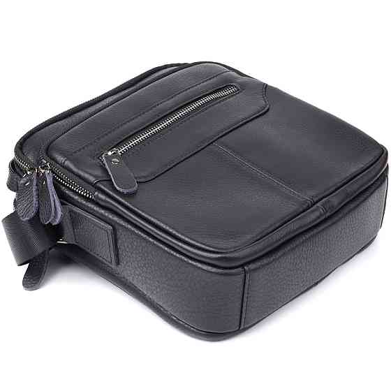 Вертикальна чоловіча сумка з натуральної шкіри Vintage 22967 Чорний Київ