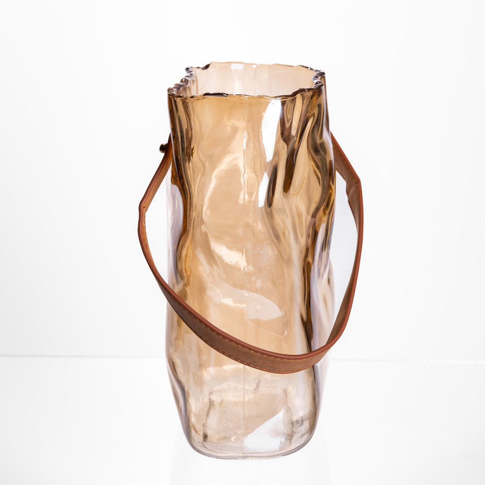 Подарункова скляна ваза сумочка з ручкою 18×9×25 (см) декоративна ваза 2.8 (л) для квітів Коричневий HP-19-157-1 Коломия - фото 2