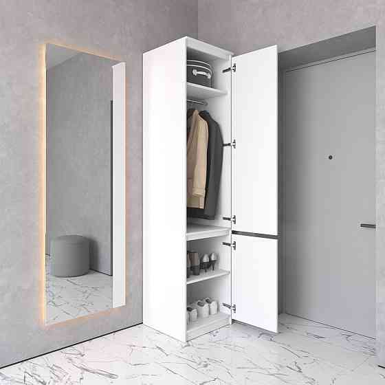 Шафа пенал VAYS R-21 Бетон, з полицями та штангою, без ручок, ЛДСП, 50×50×211 см - для одягу та взуття, в передпокій Львів