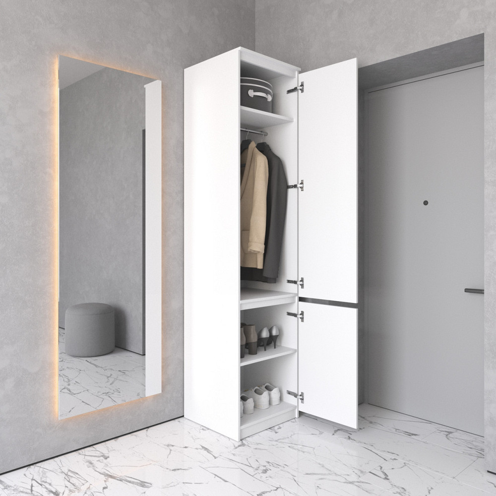 Шафа пенал VAYS R-21 Бетон, з полицями та штангою, без ручок, ЛДСП, 50×50×211 см - для одягу та взуття, в передпокій Львів - фото 2