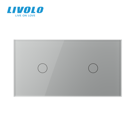 Сенсорний вимикач 2 сенсора (1-1) Livolo сірий скло (VL-C701/C701-15) Коломыя