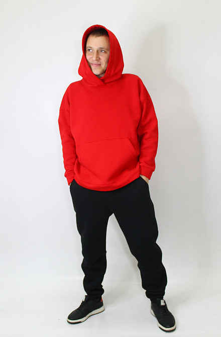 Мужской спортивный теплый костюм на флисе Красно-черный 48 Харьков - изображение 3