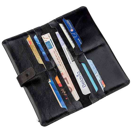 Гаманець чоловічий вертикальний зі шкіри Алькор Чорний (SHVIGEL) Київ