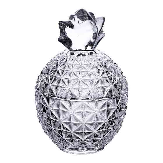 Цукерниця з кришкою Ø9 см ваза цукерниця кругла скляна прозора ананас HP-4-112 Коломия