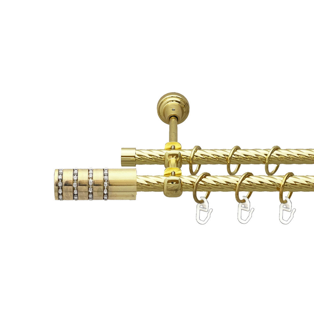 Карниз Orvit Барамелла металевий дворядний відкритий скручена труба кільце металеве Золото 16\16 мм 160 см (00-00024888) Львів - фото 1