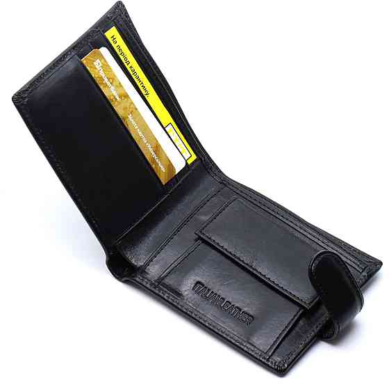 Шкіряне чоловіче портмоне на кнопці ST Leather ST104 Чорний Київ