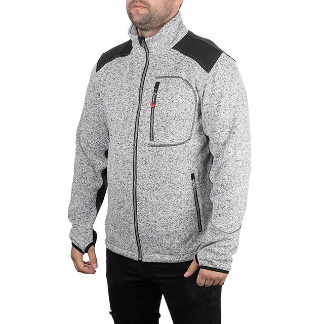 Куртка в'язана SOFTSHELL, сірого кольору з чорними вставками, 100% поліестер, щільність 270 г/м², кишеня на грудях і дві бічні, M Київ - фото 1