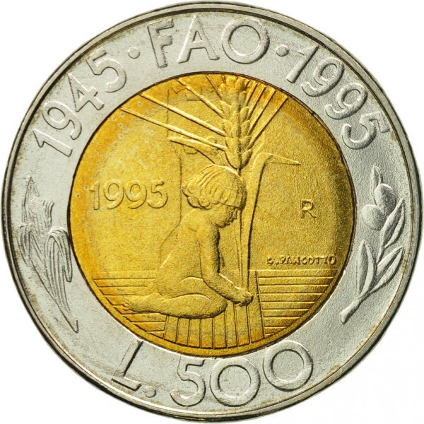 Монета 500 літрів. 1995 рік, Сан-Маріно.UNC Полтава - фото 1