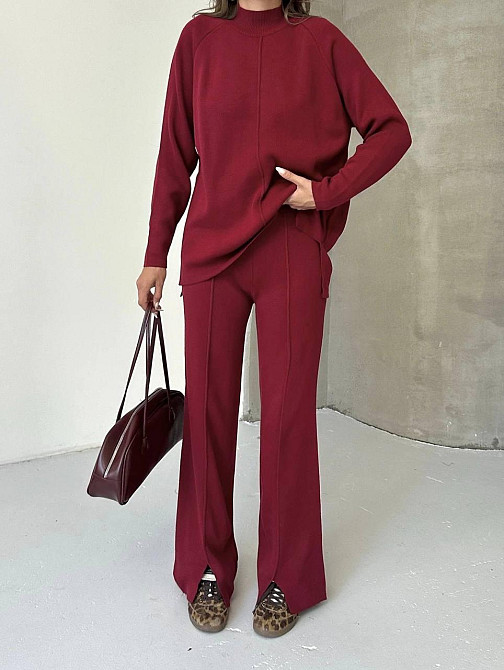 Женский базовый теплый брючный костюм двойка: свитер и штаны машинная вязка Одесса - изображение 5