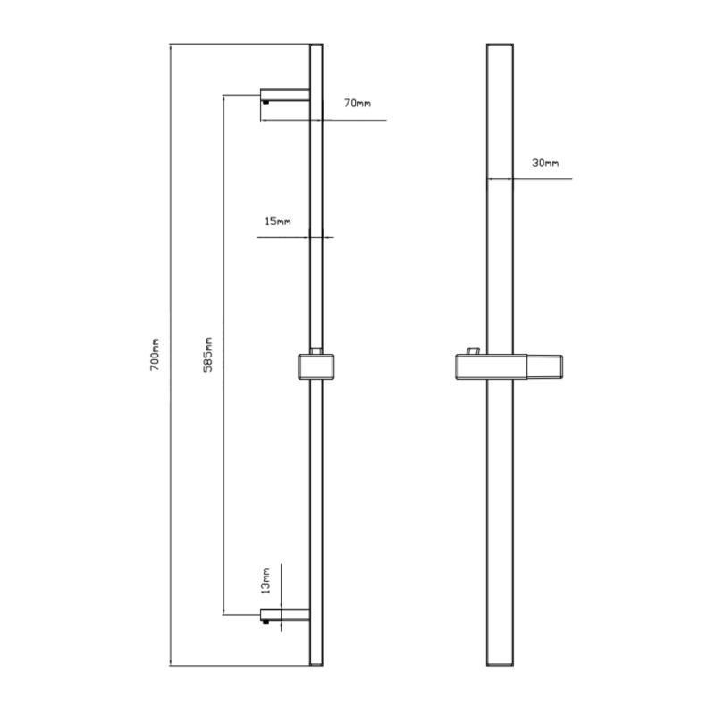 Душевая стойка с держателем нержавейка Qtap Lepit 705 мм прямоугольная Chrome Харьков - изображение 2