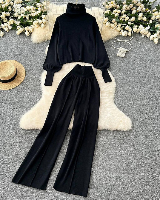 Женский базовый теплый костюм: кофта и штаны Турецкая Ангора Черный, 42/46 Одесса - изображение 4