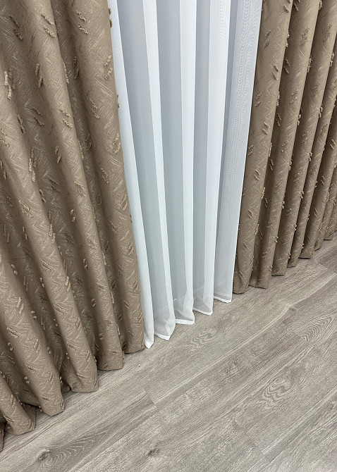 Шторная ткань Лен Букле цвет капучино 1886ш Киев - изображение 6