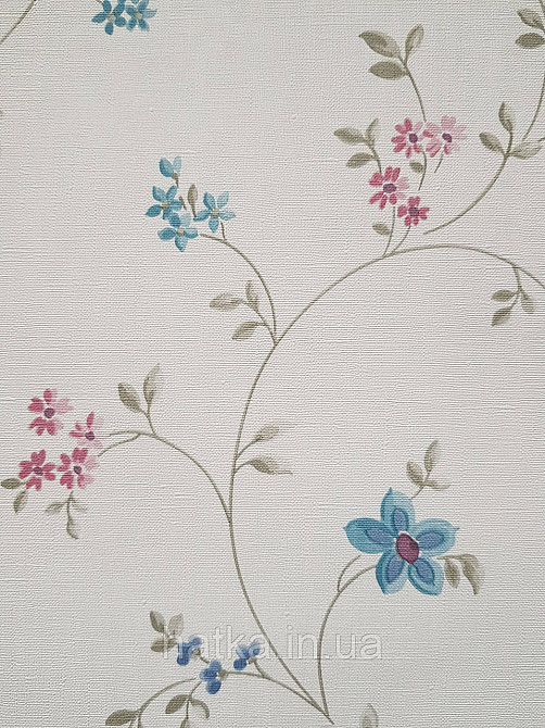 Шпалери вінілові на флізеліні A.S.Creation Maison charme 0.53x10 прованс квіти листя бордо-блакитне на рожевому Київ - фото 4