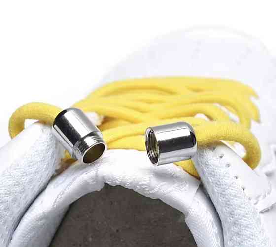 Шнурки эластичные полукруглые без завязок с металлическими застежками Желтый Смела
