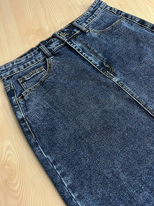 Спідниця джинсова Vanver 8251 середньої довжини з розрізом великі розміри синя, синій, З2, 32, 87 см, 107 см Київ - фото 6