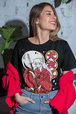 Футболка для мальчика аниме Інуйасха Сессхомару Ред Моон оверсайз (рост от 165 до 180 ) Черний AnimeJ0225m Днепр
