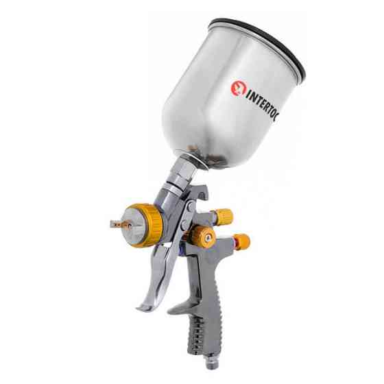Фарбопульт пневматичний LVLP BRONZE, професійний, форсунка: 1,8 мм, верхній металевий бачок: 600 мл, 1,5 бар, STORM INTERTOOL Київ