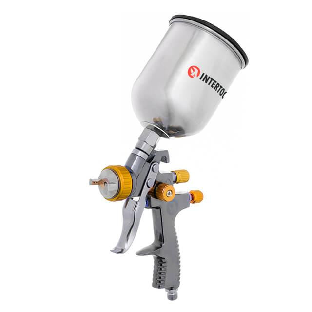 Фарбопульт пневматичний LVLP BRONZE, професійний, форсунка: 1,8 мм, верхній металевий бачок: 600 мл, 1,5 бар, STORM INTERTOOL Київ - фото 1