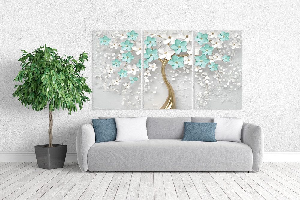 Модульна картина у вітальню/ спальню Дерево в квітах       ART-189_3A 100х150 см Київ - фото 2