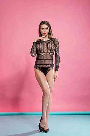 Еротичний боді жіночий мереживна сітка, сексуальна білизна, універсальний розмір зріст: 145–185 см One Size, чорний, 6534 Кам'янець-Подільський