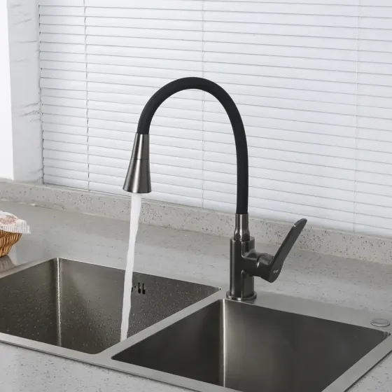 Змішувач для кухні Frap F4462 з гнучким виливом, графіт/чорний Київ