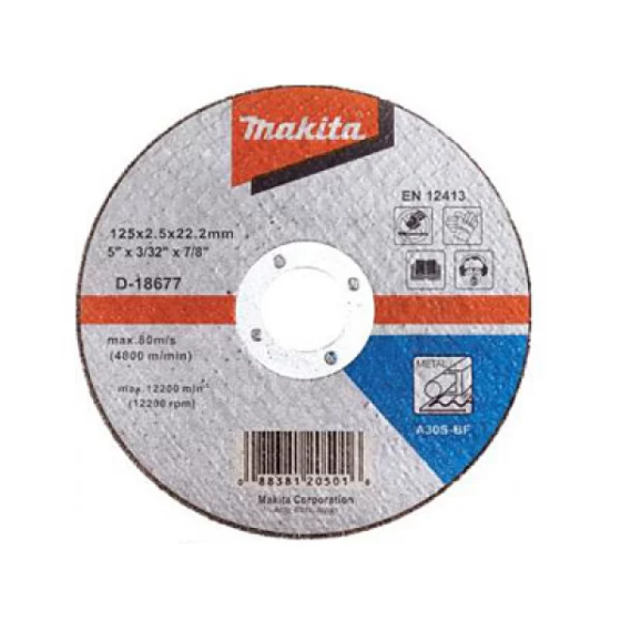 Отрезной диск по металлу Makita 125 мм : 125x2,5x22,3 мм  (D-18677d) Киев