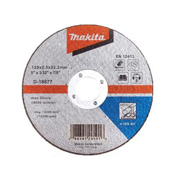Отрезной диск по металлу Makita 125 мм : 125x2,5x22,3 мм  (D-18677d) Киев - изображение 1