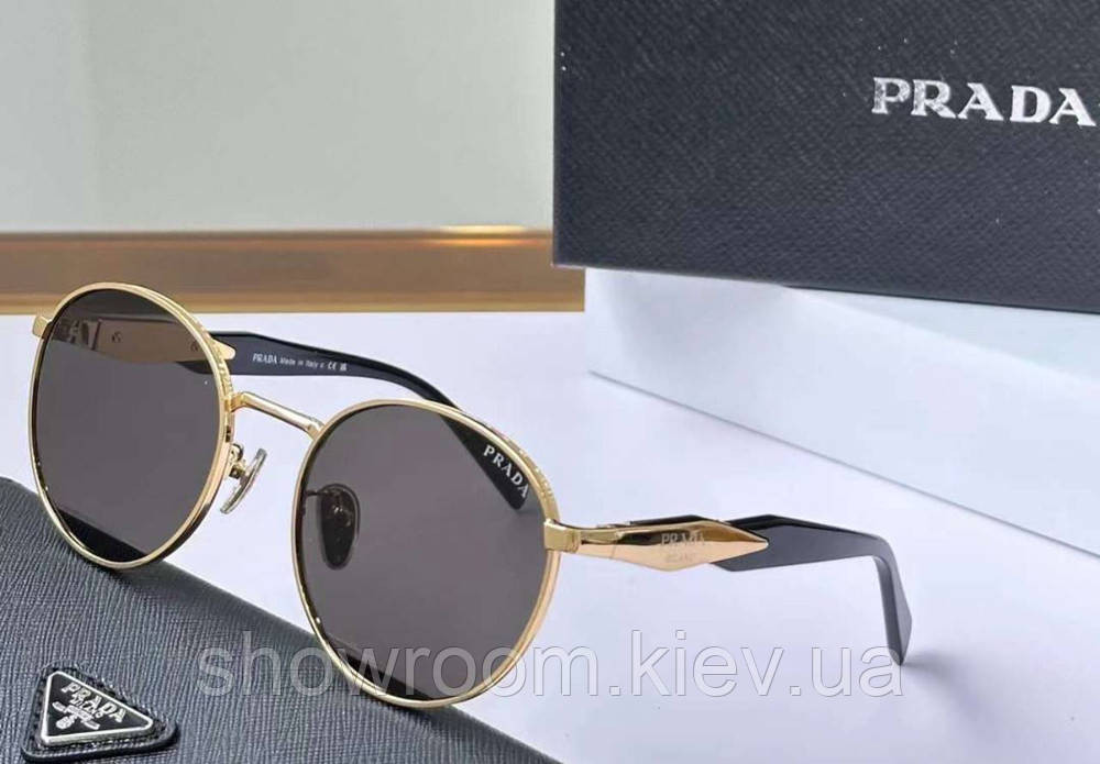 Жіночі круглі брендові окуляри Pr (56ZS) Lux gold Київ - фото 1